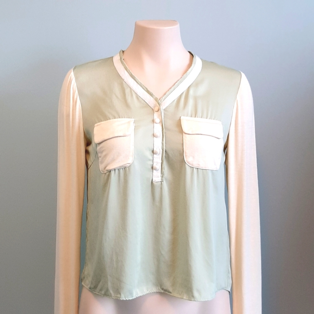 Tsumori Chisato silk apple green long sleeves top